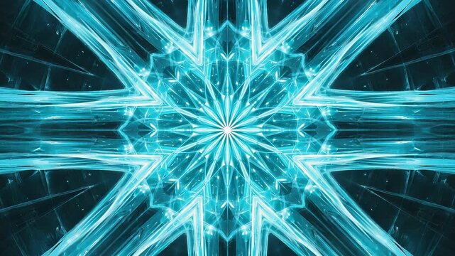 Abstract Blue Fractal Design: Intricate Geometric Pattern with Glowing Lines and Depth, Digital Art, Modern Tech Background.