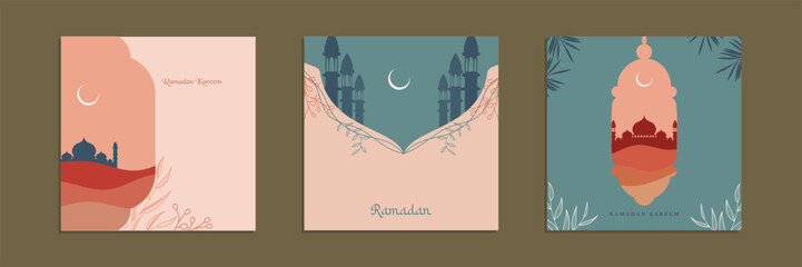 collection of Ramadan banner designs with a minimalist theme
