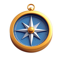 Golden Compass with Blue Dial and Star.