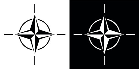 NATO bloc icon. Military organization symbol. Star or compass. © Checha