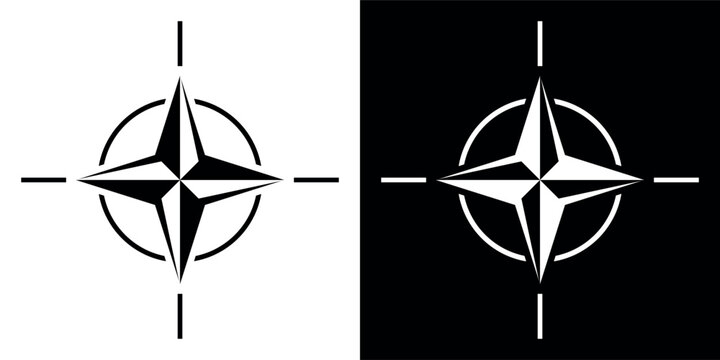 NATO bloc icon. Military organization symbol. Star or compass.