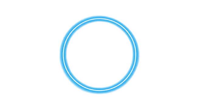 A glowing blue circular ring with a soft gradient on transparent background - Powered by Adobe