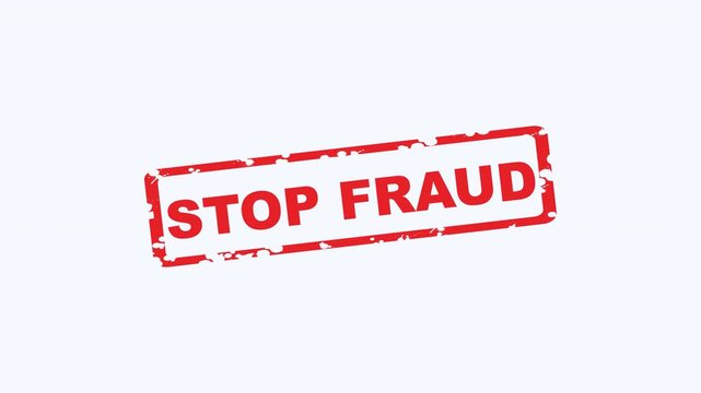 Red stop fraud rubber stamp illustration. Suitable for antifraud campaigns, business websites, and financial presentations.