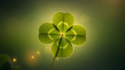 Fototapeta premium Lucky four leaf clover on st patrick's day celebration background