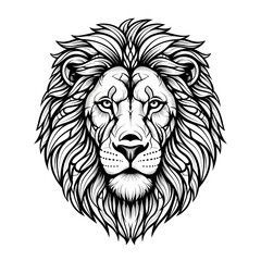 Obraz premium A majestic lion's face with a regal mane on a black background
