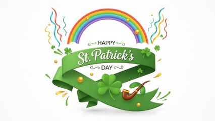 Naklejka premium St patrick's day rainbow shamrock celebration ireland