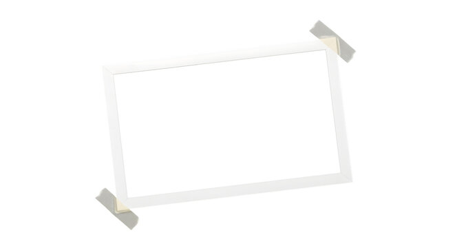 A white square object isolated on transparent background with small tabs on corners