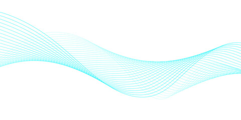Modern abstract wave line vector design featuring blue gradient curves on white and cyan parallel sound frequency motion on transparent, creating a futuristic background for technology and business.