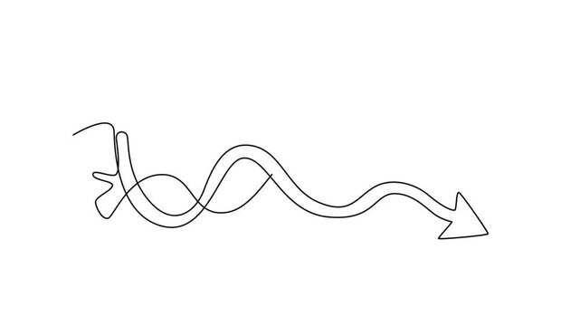 wave up and down arrows. profit and loss investment. Profit and lost invesment concept. Single line draw design. Full length animation illustration. High quality 4k footage
