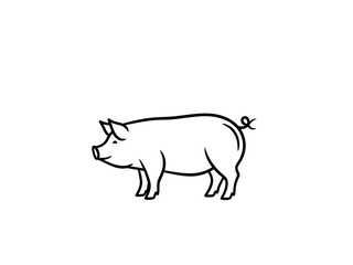 Fototapeta premium Simple line drawing of a pig