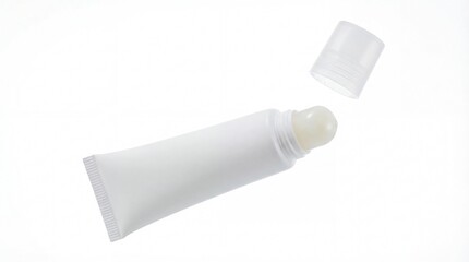 White Roll- On Deodorant Tube with Open Cap on White Background roll-on