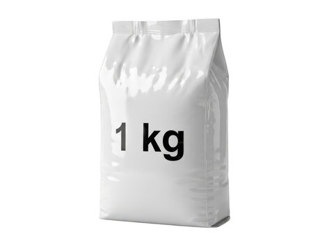 1 kg white packaging bag isolated on transparent background