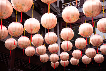 Traditional Chinese lanterns, typical decoration in Asia