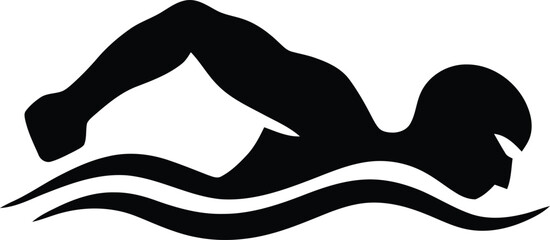 Obraz premium Swimmer in motion depicted as a striking black silhouette