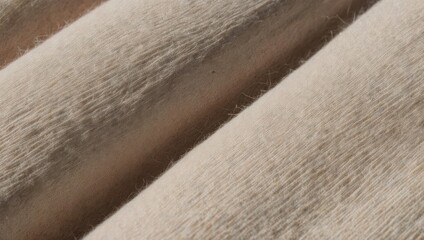 Close-up of folded light beige fabric, showing texture and subtle pattern
