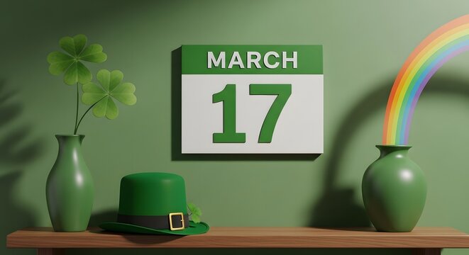 St patrick's day decorations on a shelf