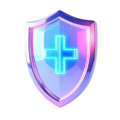 Glowing Cross on Shield Protection Symbol.