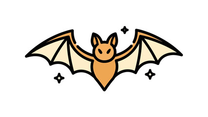 Obraz premium A cartoon bat with outstretched wings, surrounded by stars, simple and clean design
