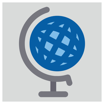 Blue globe on stand isolated on white background, Vector