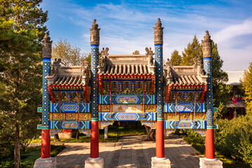 Gate at Summer Palace in Beijing, China. Famous landmark