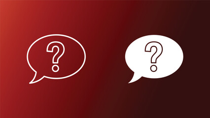 Two speech bubbles with question marks on gradient background symbolizing confusion or inquiry in communication
