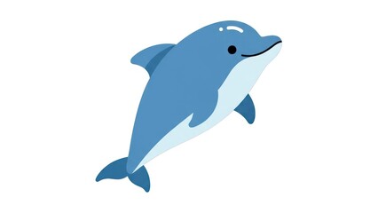 Obraz premium Smiling cartoon dolphin jumping high.