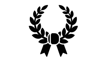 Obraz premium Prestigious Laurel Wreath Award Icon with Ribbon on Isolated White Background