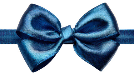Blue gift bow with matching ribbon for gift wrapping, isolated on transparent backgrounded