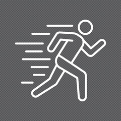Fast running man with speed lines vector icon. Concept of sport, fitness, and exercise.