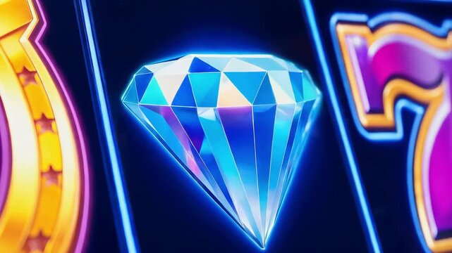 Slot machine reels close up with glowing lights gambling background copy space luck jackpot winning concept entertainment electronic gaming casino atmosphere