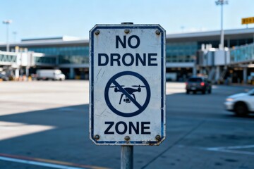 Airport Restriction: No Drone Zone Sign for Safety and Security Compliance
