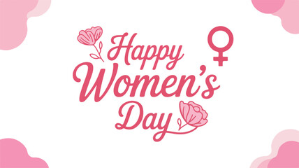Happy Women's Day Pink Floral Typography Greeting