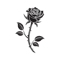 Elegant Black and White Rose Floral Artwork for Branding Design
