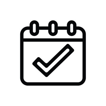 Calendar with Check Mark Outline Icon