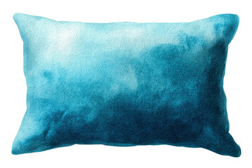 Watercolor Pillow: An inviting, soft pillow showcases a watercolor wash effect in shades of blue and white, offering a serene and artistic touch to any living space.