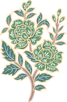 Traditional Indonesian Batik Floral Motif