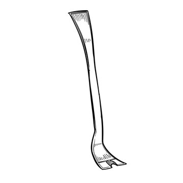 Crowbar tool vector line art hand drawn illustration