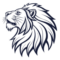Fototapeta premium Flat vector design of a stylized lion head and mane with bold simple lines and a clean aesthetic for a modern logo or icon