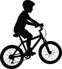 Fototapeta premium Silhouette Of A Boy Riding A Bicycle