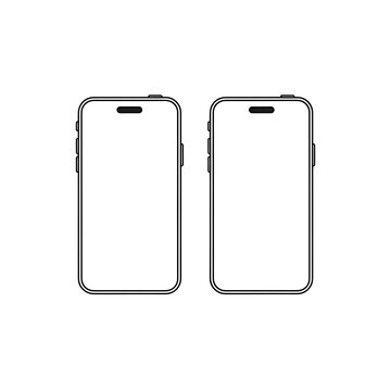 Line drawing of two blank smartphones side by side