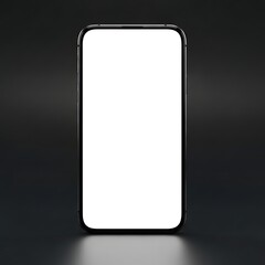 A blank smartphone screen on a dark background with reflection