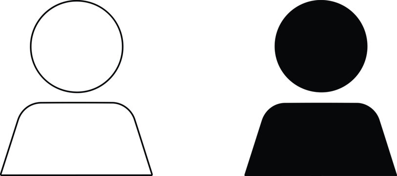 Minimalist user profile icons: outline and filled avatar symbols representing a person