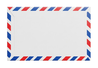 Obraz premium Classic airmail envelope with red white and blue stripes on a black background