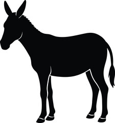 Obraz premium Horse and donkey silhouette vector illustration on white background