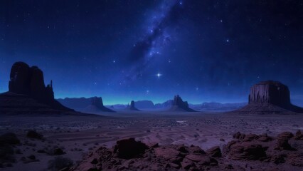 Obraz premium Night Sky Over Monument Valley - A Celestial Desert Dreamscape.