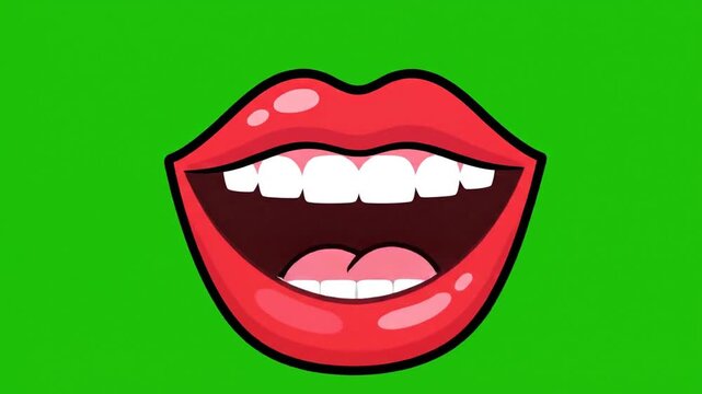 Cartoon mouth animation on green screen for animated communication