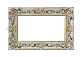 Ornate decorative gilded antique picture frame with intricate carvings and floral motifs