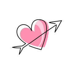 continuous line of love and arrows