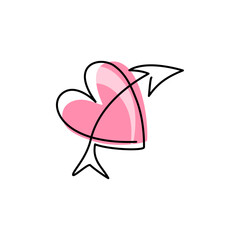 continuous line of love and arrows