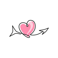 continuous line of love and arrows